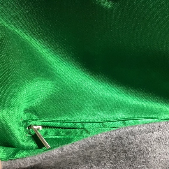 Woman’s Clutch Gray Green Wool Brass Accents - Picture 5 of 6